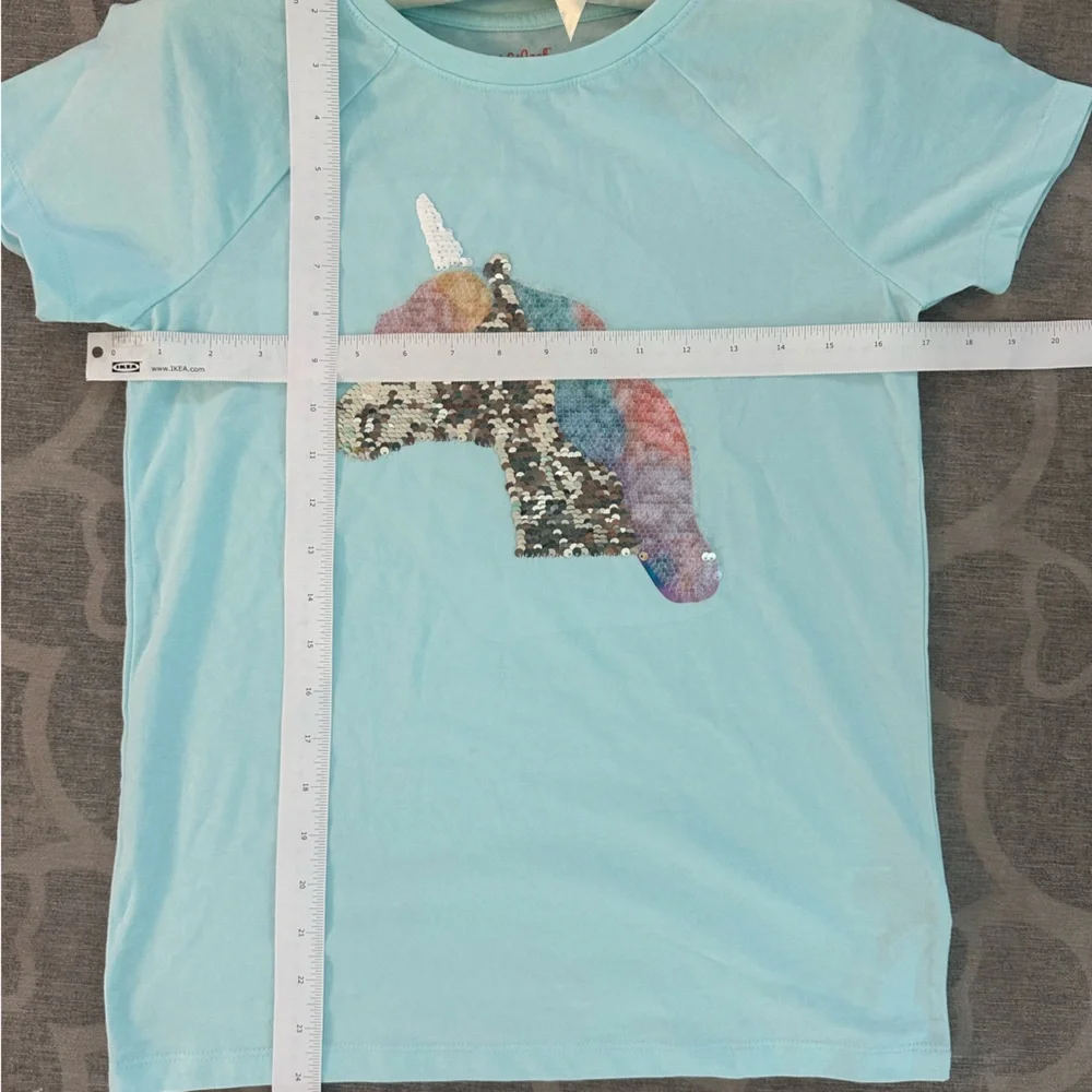 Cat & Jack sequins Unicorn Blue Short Sleeve shirt